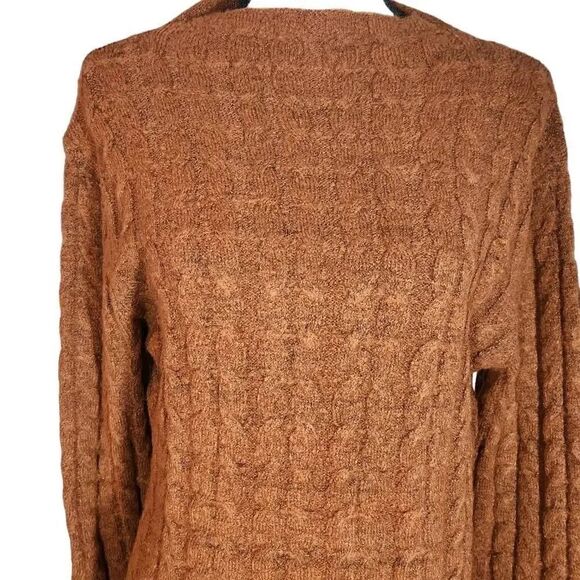 Avln Studio Women's Size Large Burnt Orange Sydney Cable Knit Sweater Dress - Picture 3 of 7